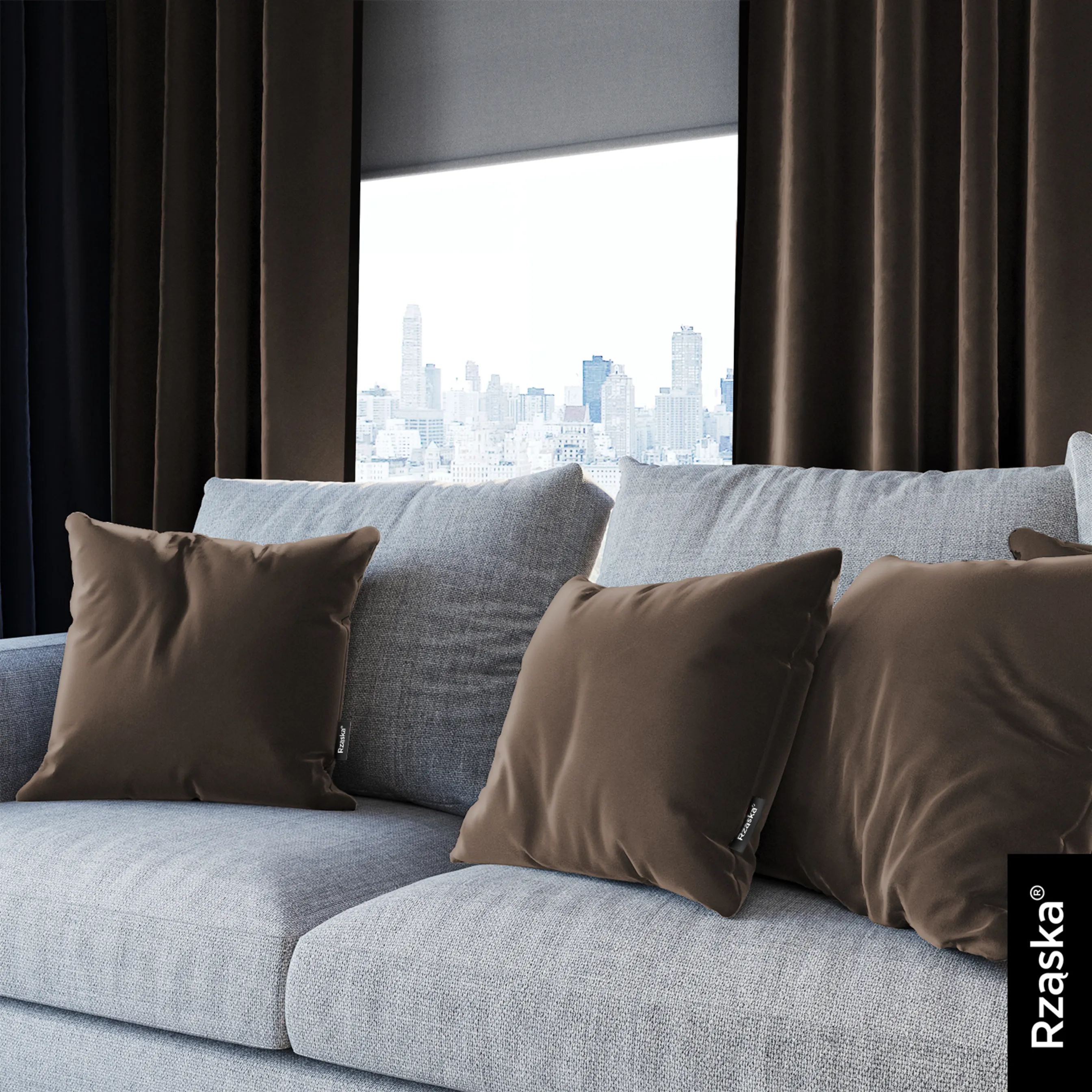 Dekoracyjne poszewki na poduszki Rząska® w rozmiarze 40x40 cm, przytulne i miękkie z kolekcji Millenium Velvet w kolorze Bright Lead, szarym.