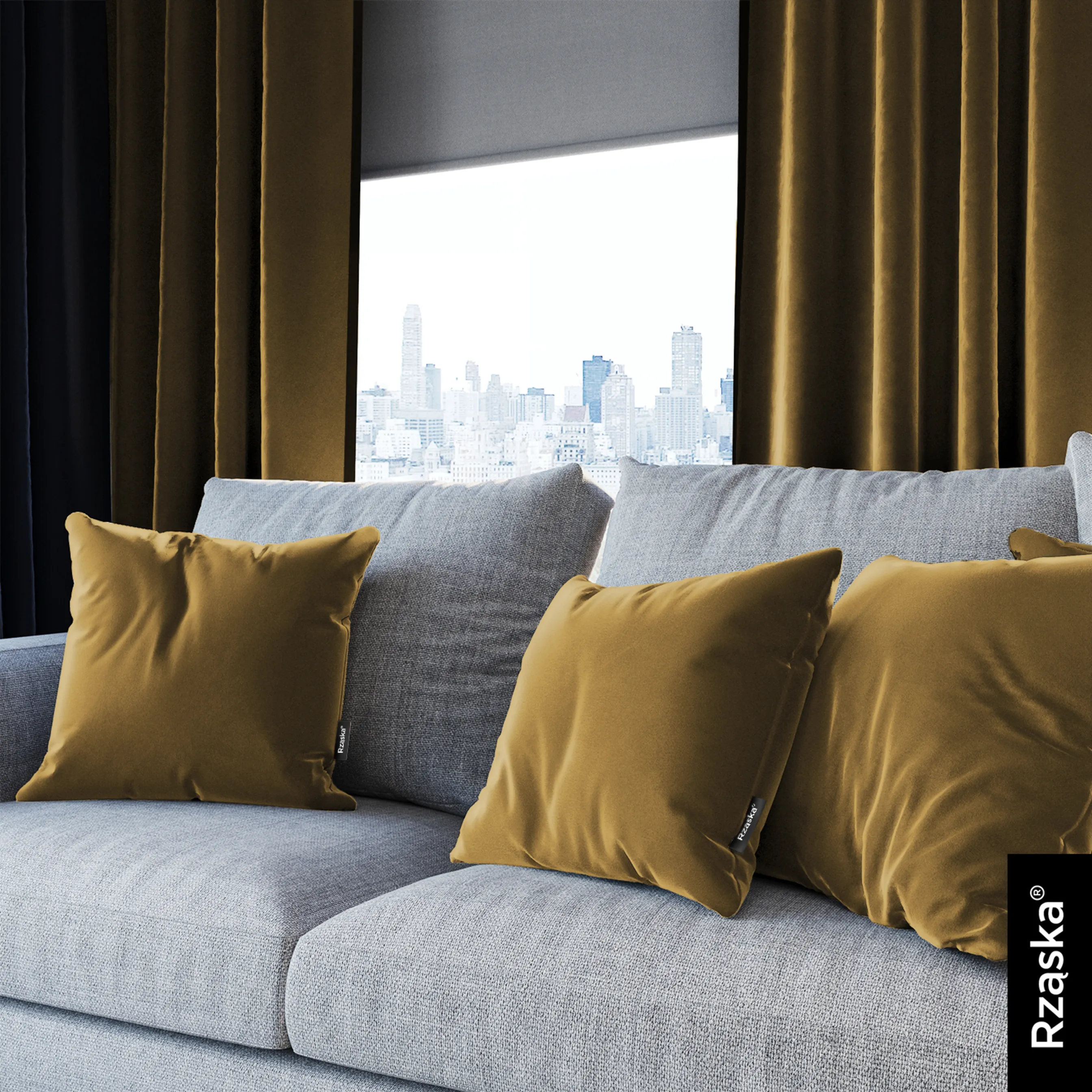 Dekoracyjne poszewki na poduszki Rząska® w rozmiarze 40x40 cm, przytulne i miękkie z kolekcji Millenium Velvet w kolorze Butterscotch, żółtym.