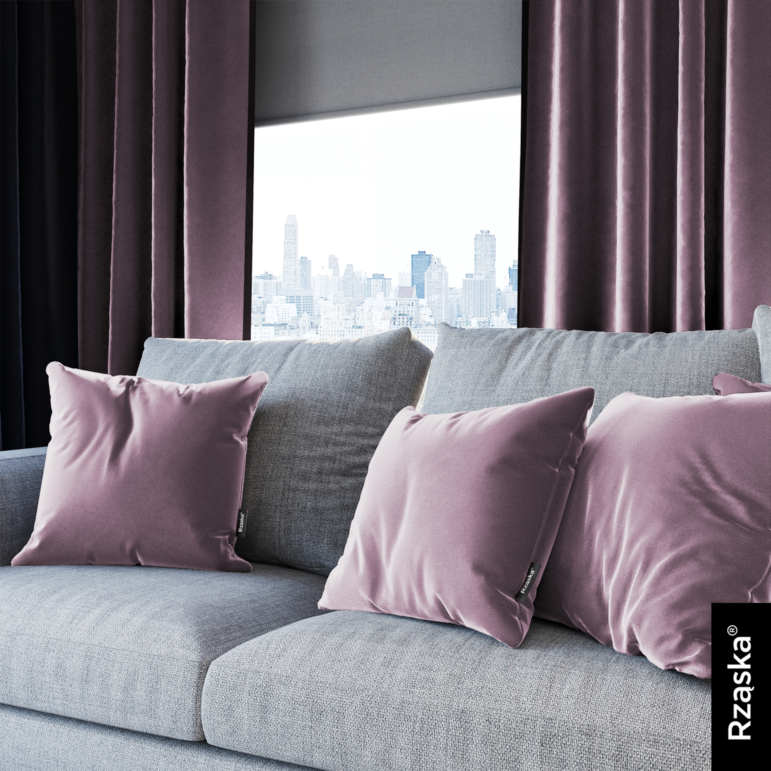 Dekoracyjne poszewki na poduszki Rząska® w rozmiarze 40x40 cm, przytulne i miękkie z kolekcji Millenium Velvet w kolorze Purple Grape, fioletowym.