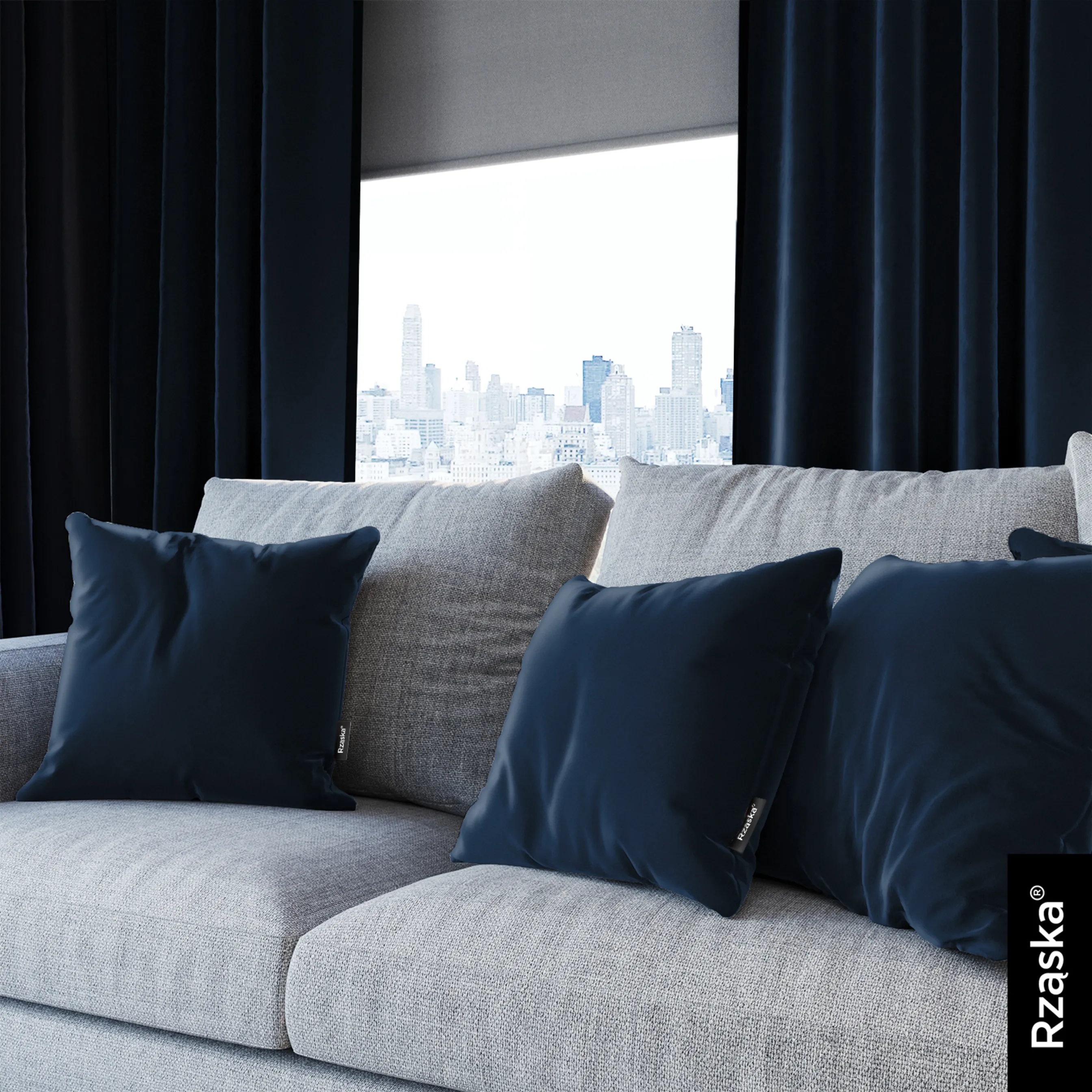 Dekoracyjne poszewki na poduszki Rząska® w rozmiarze 40x40 cm, przytulne i miękkie z kolekcji Millenium Velvet w kolorze Royal Blue, niebieskim.