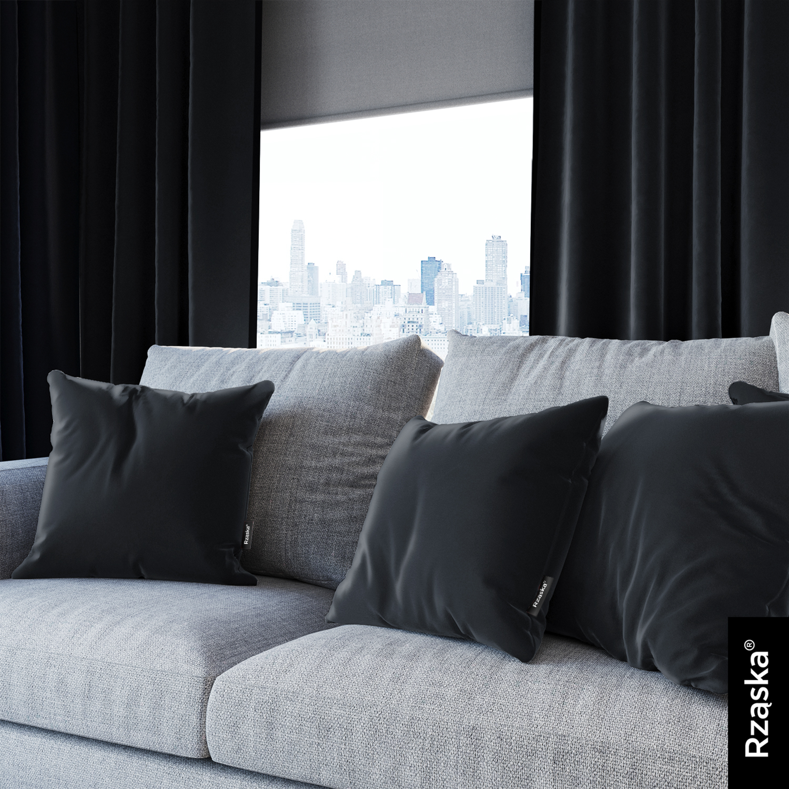 Dekoracyjne poszewki na poduszki Rząska® w rozmiarze 40x40 cm, przytulne i miękkie z kolekcji Millenium Velvet w kolorze Anchor, niebieskim.