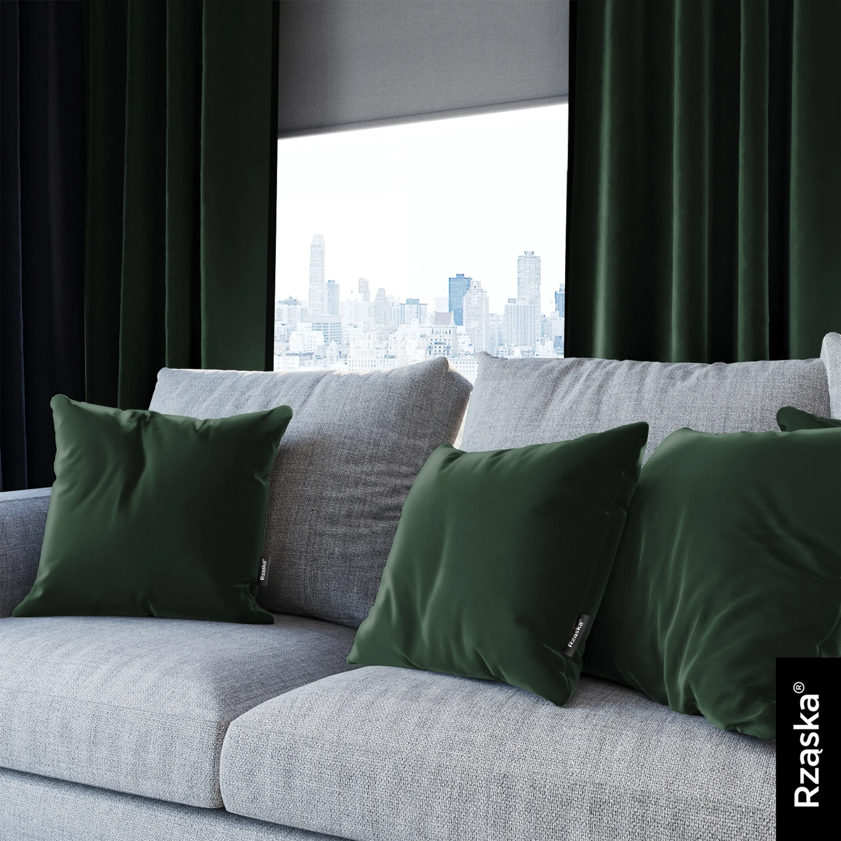 Dekoracyjne poszewki na poduszki Rząska® w rozmiarze 40x40 cm, przytulne i miękkie z kolekcji Millenium Velvet w kolorze Dark Forest, ciemnoniebieskim.