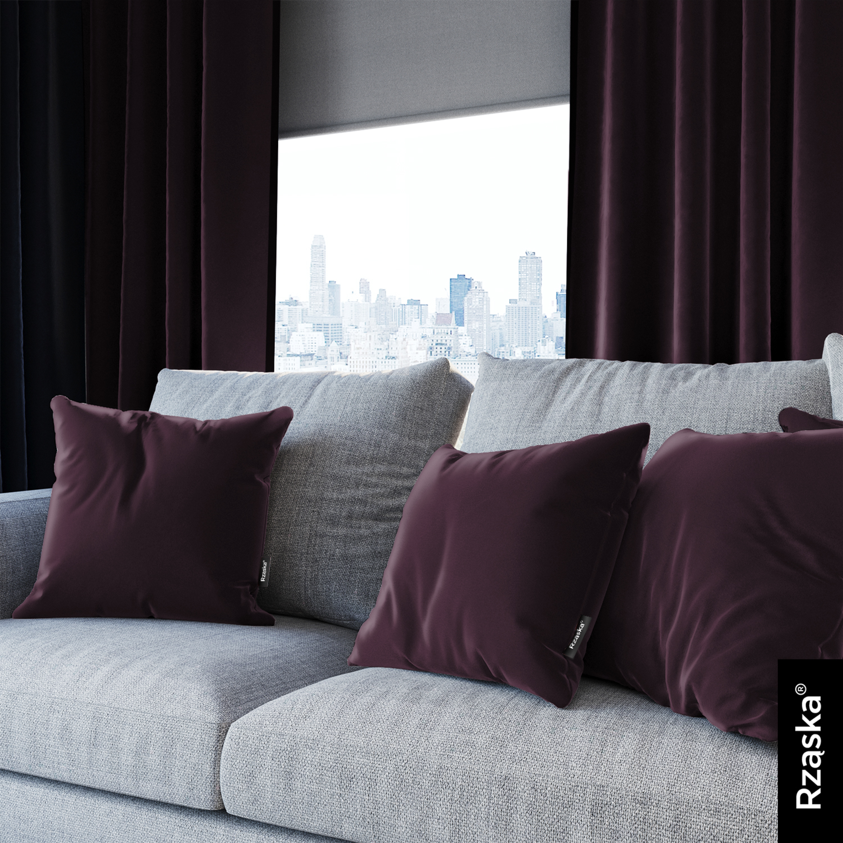 Dekoracyjne poszewki na poduszki Rząska® w rozmiarze 40x40 cm, przytulne i miękkie z kolekcji Millenium Velvet w kolorze Plum, fioletowym.