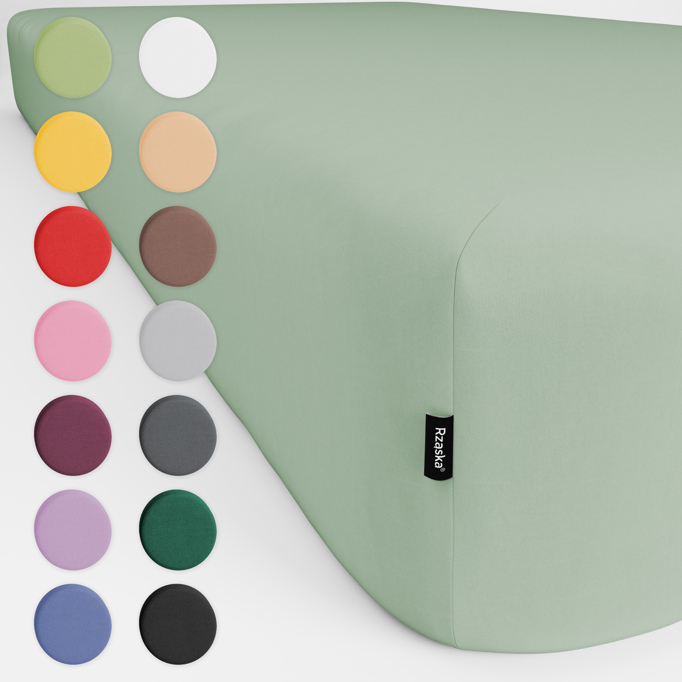 Prześcieradła z gumką Rząska® w rozmiarze 80x200 cm, wykonane z bawełny na wysokość materaca cm z kolekcji WOW! w kolorze Élysées Macarons, zielono-szarym.