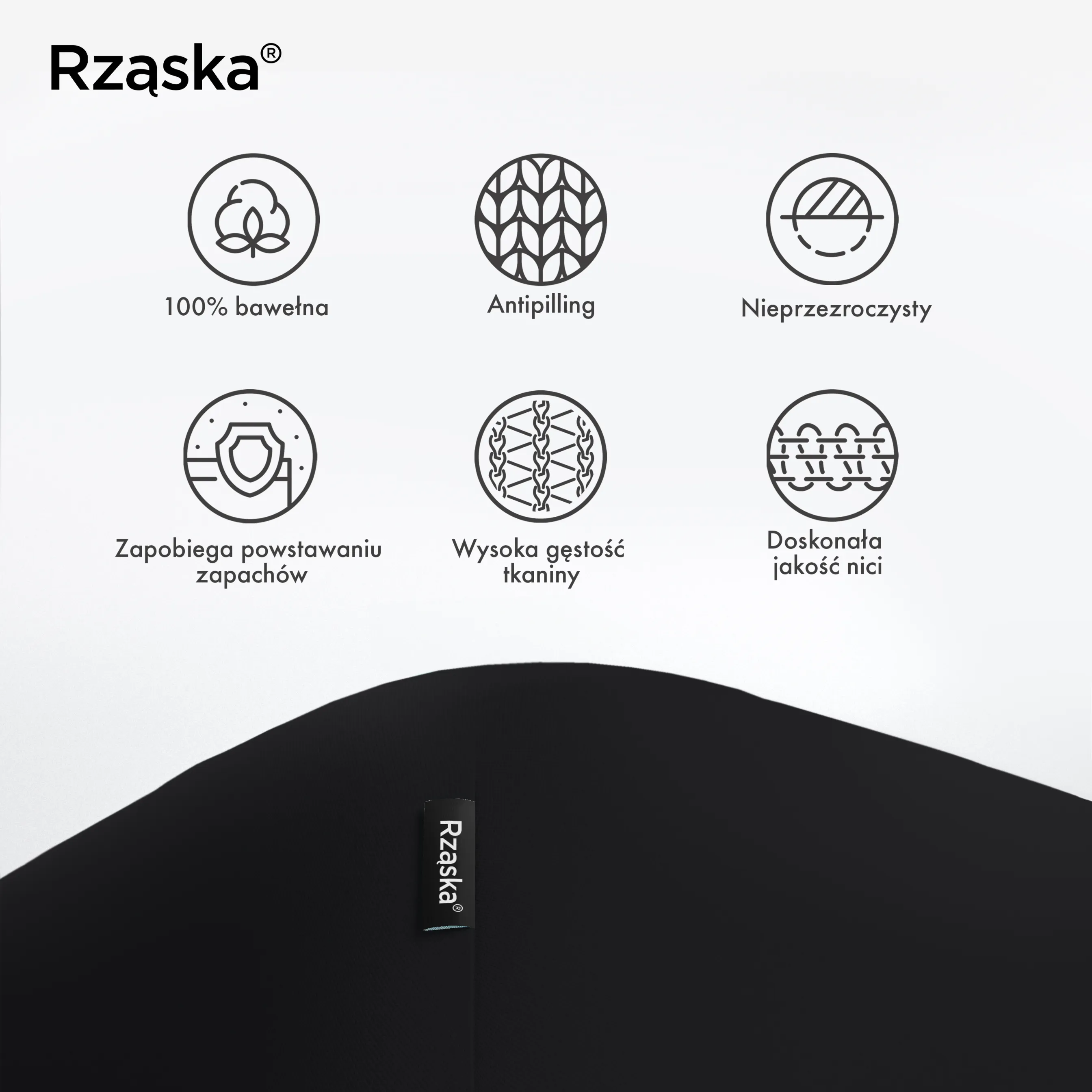 Prześcieradła z gumką Rząska® w rozmiarze 200x220 cm, wykonane z bawełny na wysokość materaca cm z kolekcji WOW! w kolorze Beyond Black, czarnym.