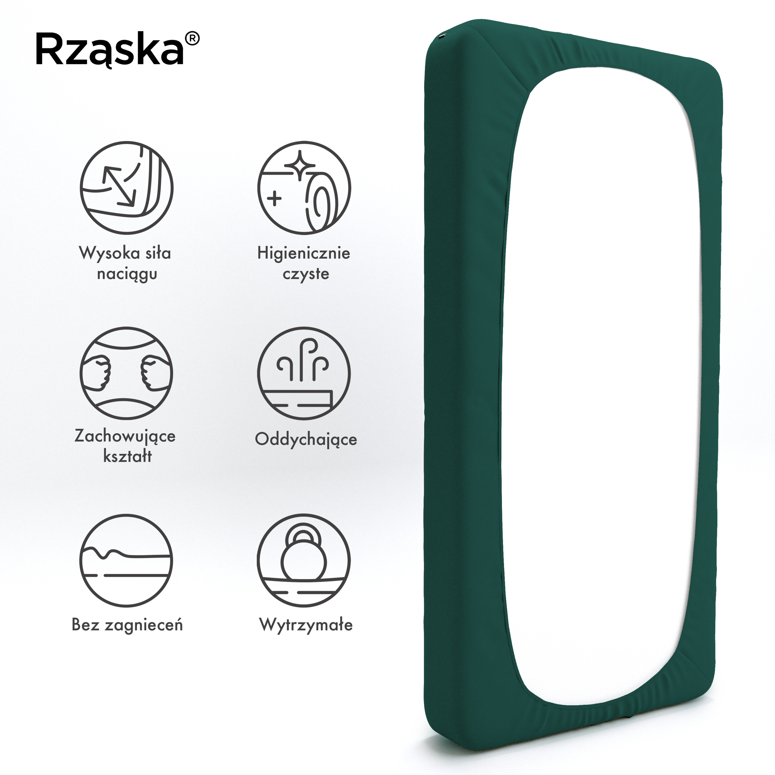 Prześcieradła z gumką Rząska® w rozmiarze 180x200 cm, wykonane z bawełny na wysokość materaca cm z kolekcji WOW! w kolorze Miss Emerald, ciemnozielonym.