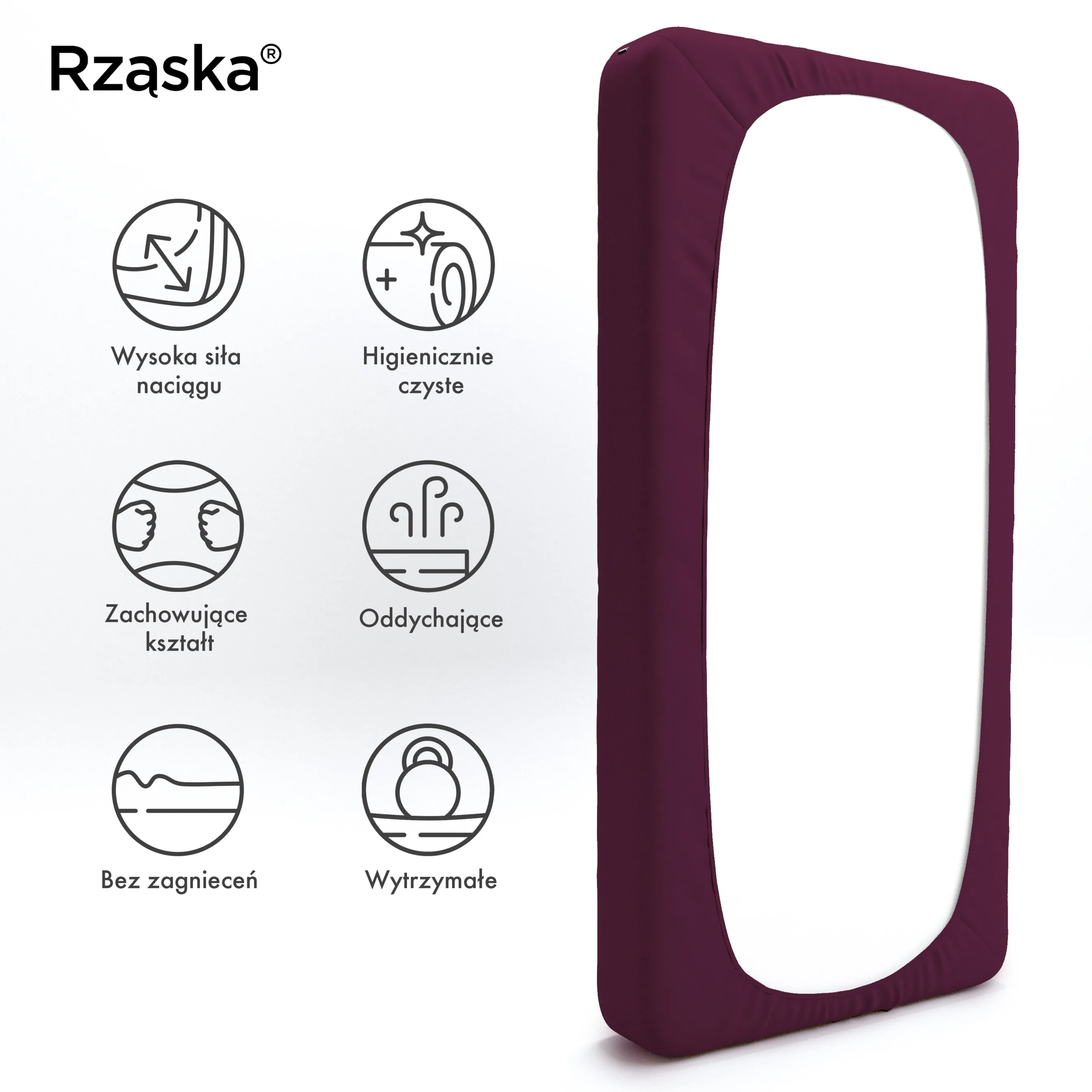 Prześcieradła z gumką Rząska® w rozmiarze 200x200 cm, wykonane z bawełny na wysokość materaca cm z kolekcji WOW! w kolorze Purple Matter, fioletowym ciemnym.