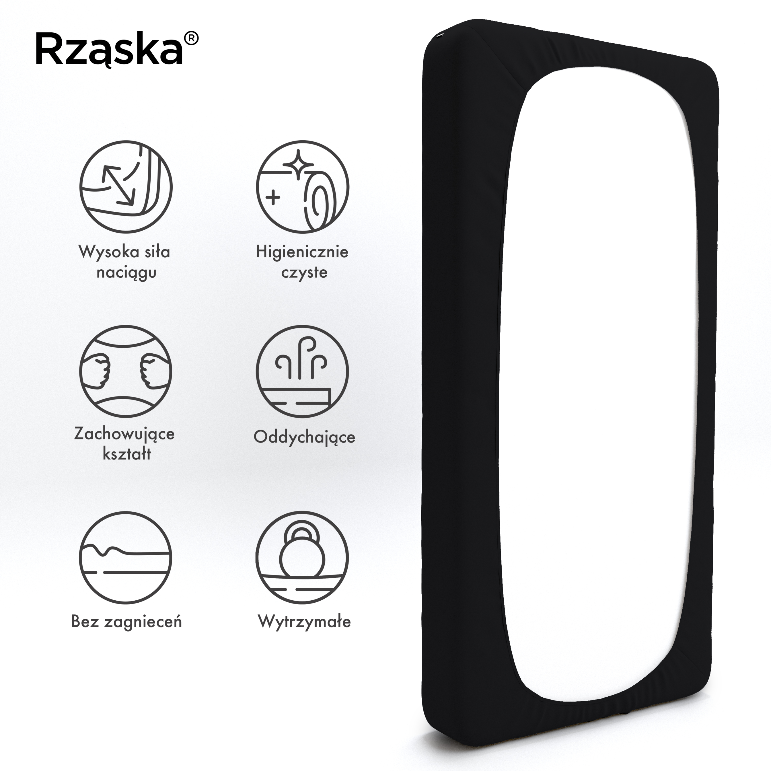 Prześcieradła z gumką Rząska® w rozmiarze 80x160 cm, wykonane z bawełny na wysokość materaca cm z kolekcji WOW! w kolorze Beyond Black, czarnym.