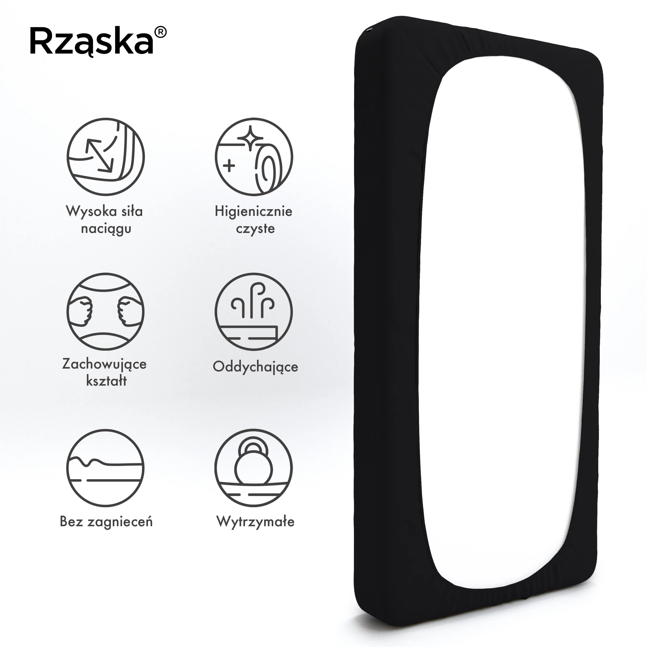 Prześcieradła z gumką Rząska® w rozmiarze 200x220 cm, wykonane z bawełny na wysokość materaca cm z kolekcji WOW! w kolorze Beyond Black, czarnym.