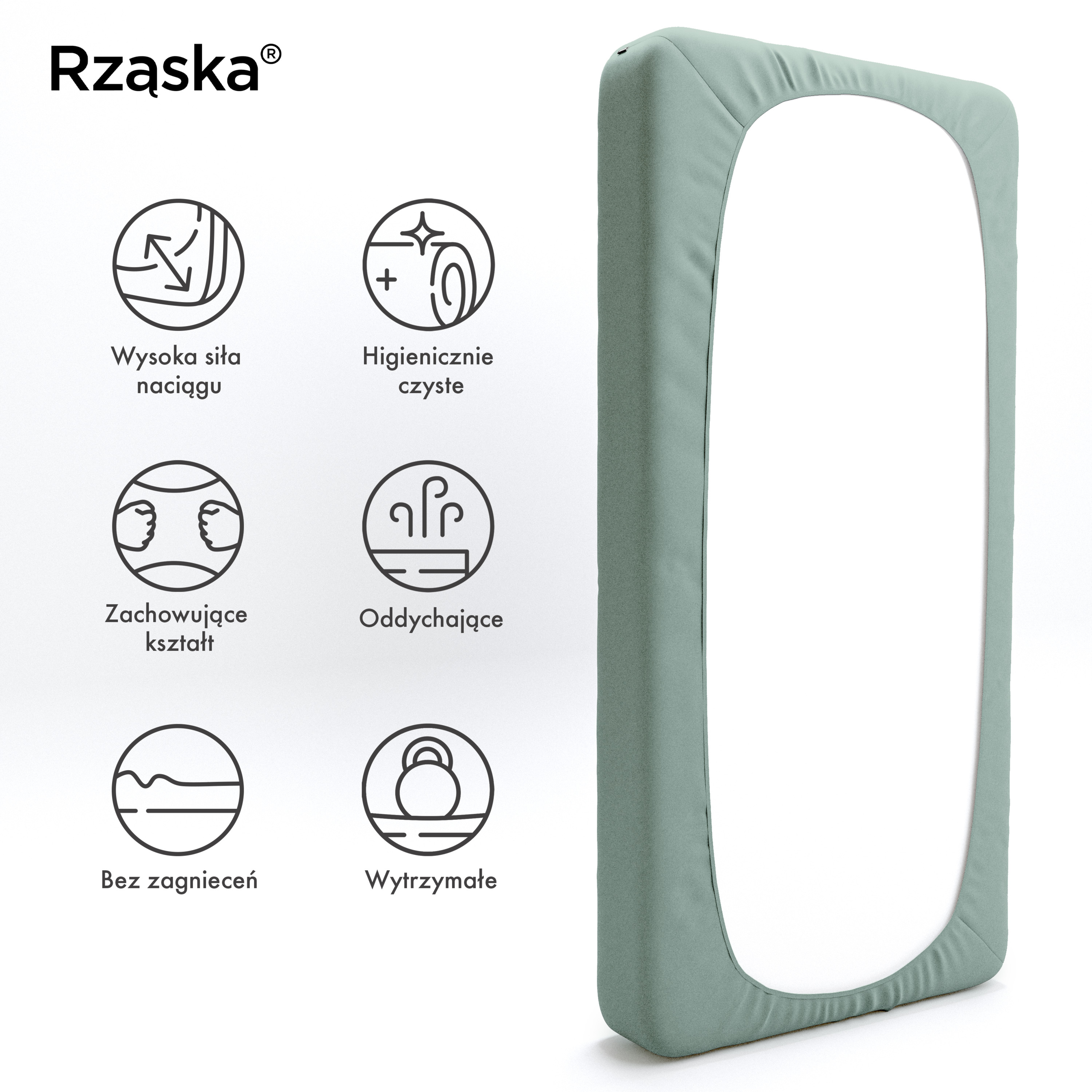 Prześcieradła z gumką Rząska® w rozmiarze 80x200 cm, wykonane z bawełny na wysokość materaca cm z kolekcji WOW! w kolorze Élysées Macarons, zielono-szarym.