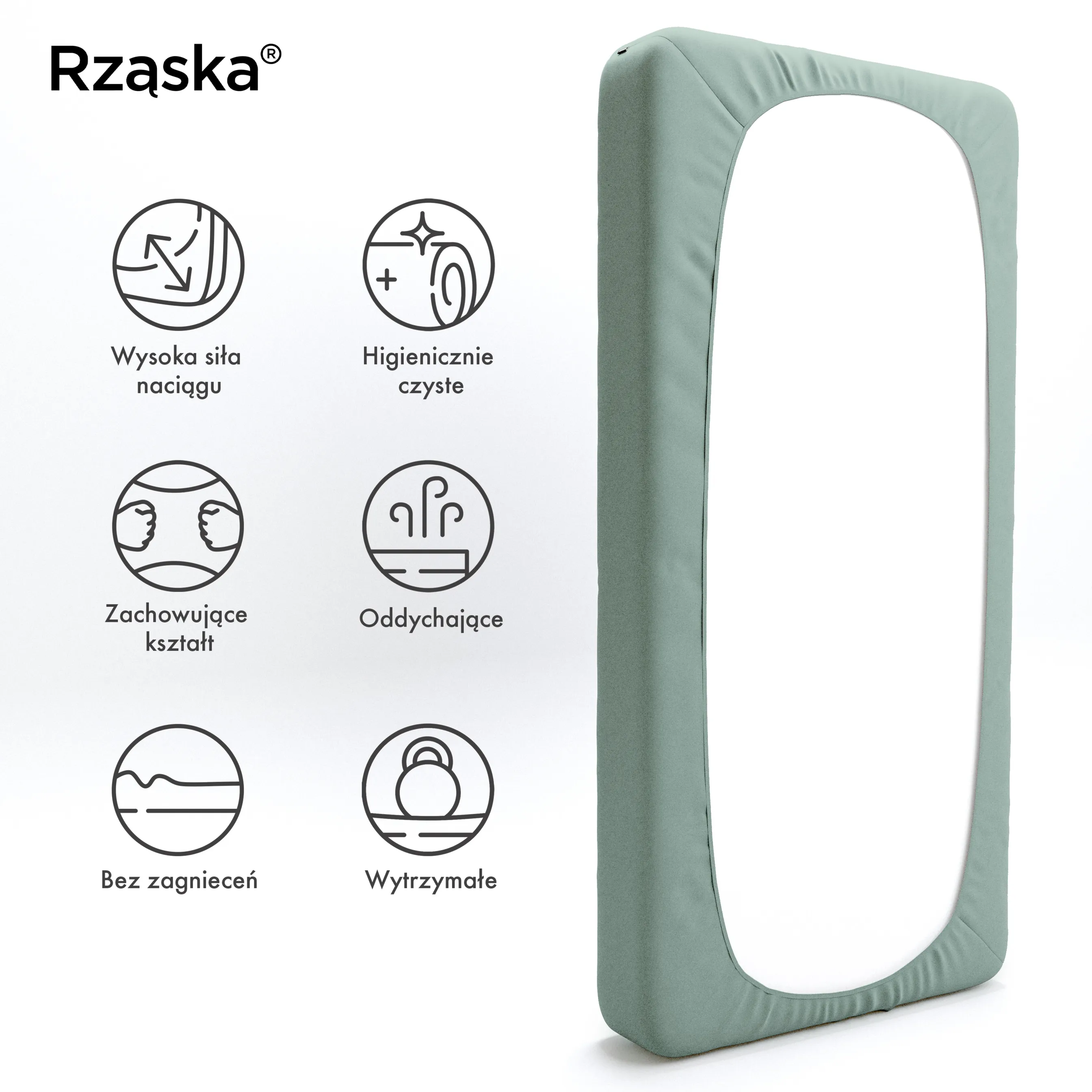 Prześcieradła z gumką Rząska® w rozmiarze 100x200 cm, wykonane z bawełny na wysokość materaca cm z kolekcji WOW! w kolorze Élysées Macarons, zielono-szarym.