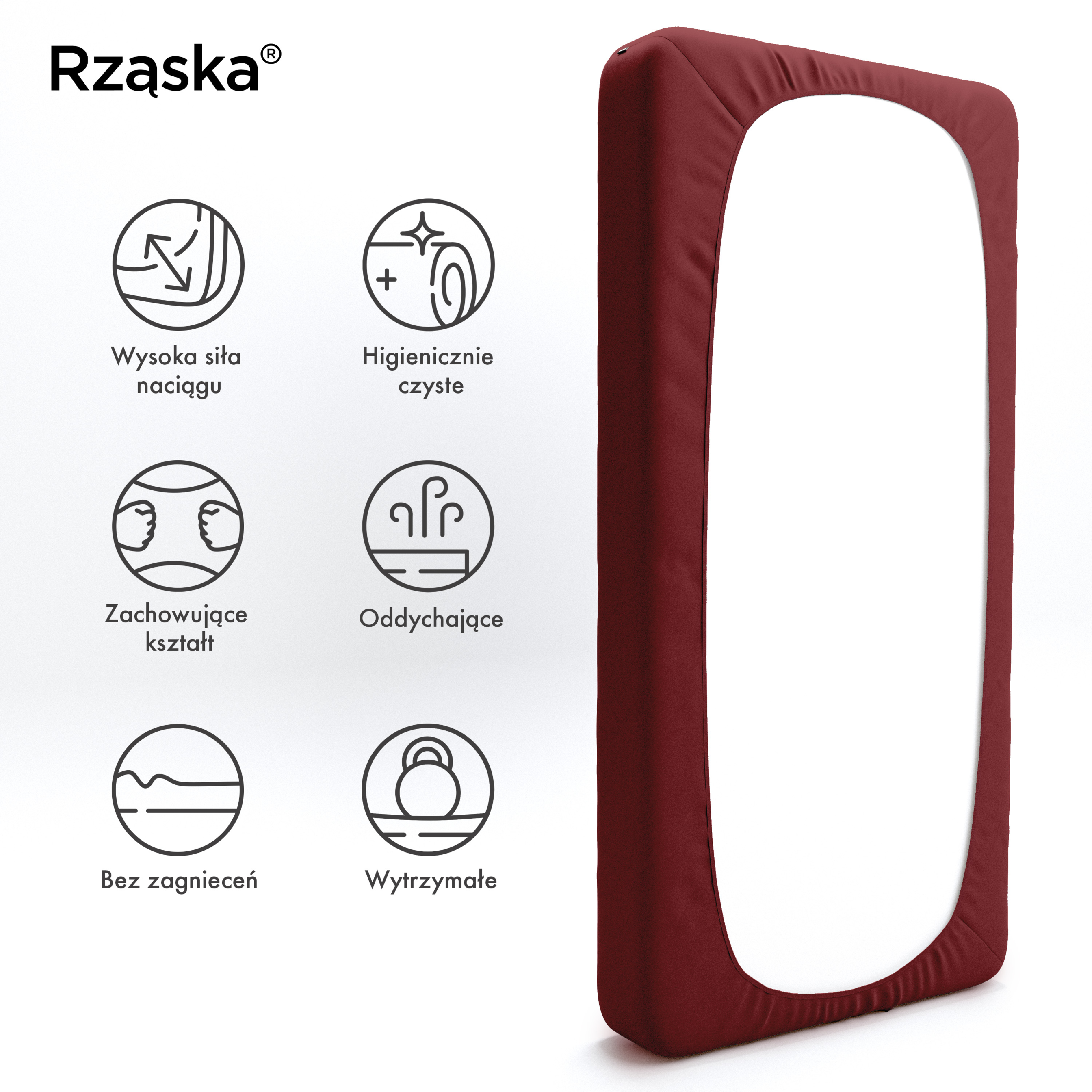 Prześcieradła z gumką Rząska® w rozmiarze 200x220 cm, wykonane z bawełny na wysokość materaca cm z kolekcji WOW! w kolorze Big Apples, bordowa czerwień.