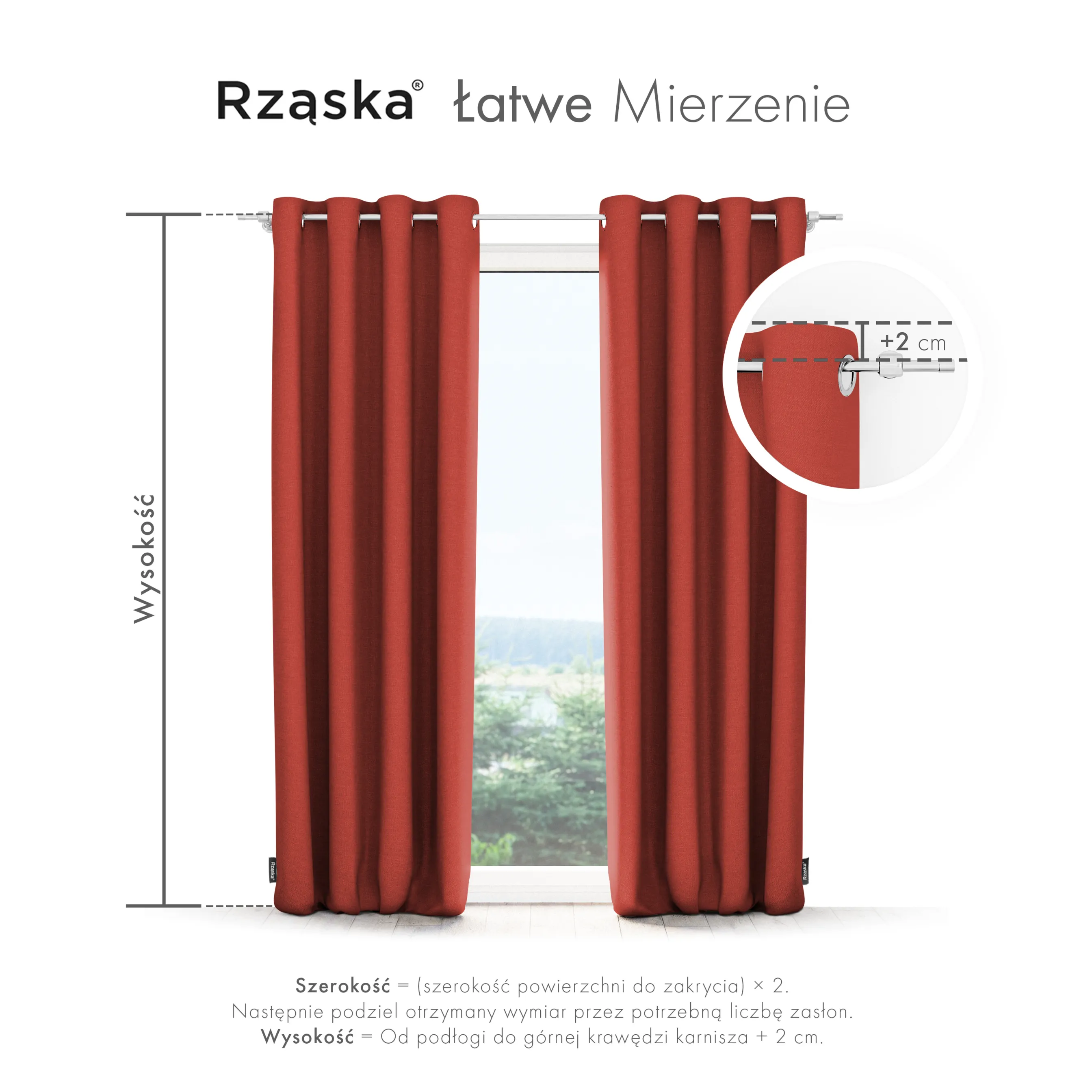 Zasłony zaciemniające Rząska® na przelotkach z kolekcji Century Black, łatwe w pielęgnacji, w kolorze Pumpkin Pie, pomarańczowym.