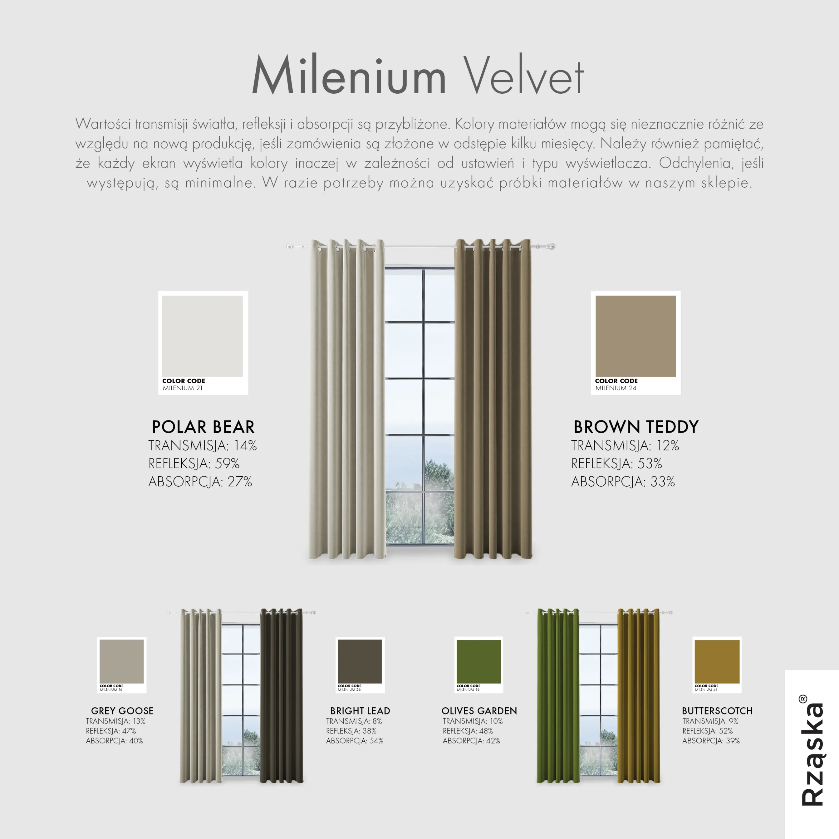 Zasłony zaciemniające Rząska® na przelotkach z kolekcji Millenium Velvet, 1 sztuka szyta na wymiar w kolorze Butterscotch, żółtym.