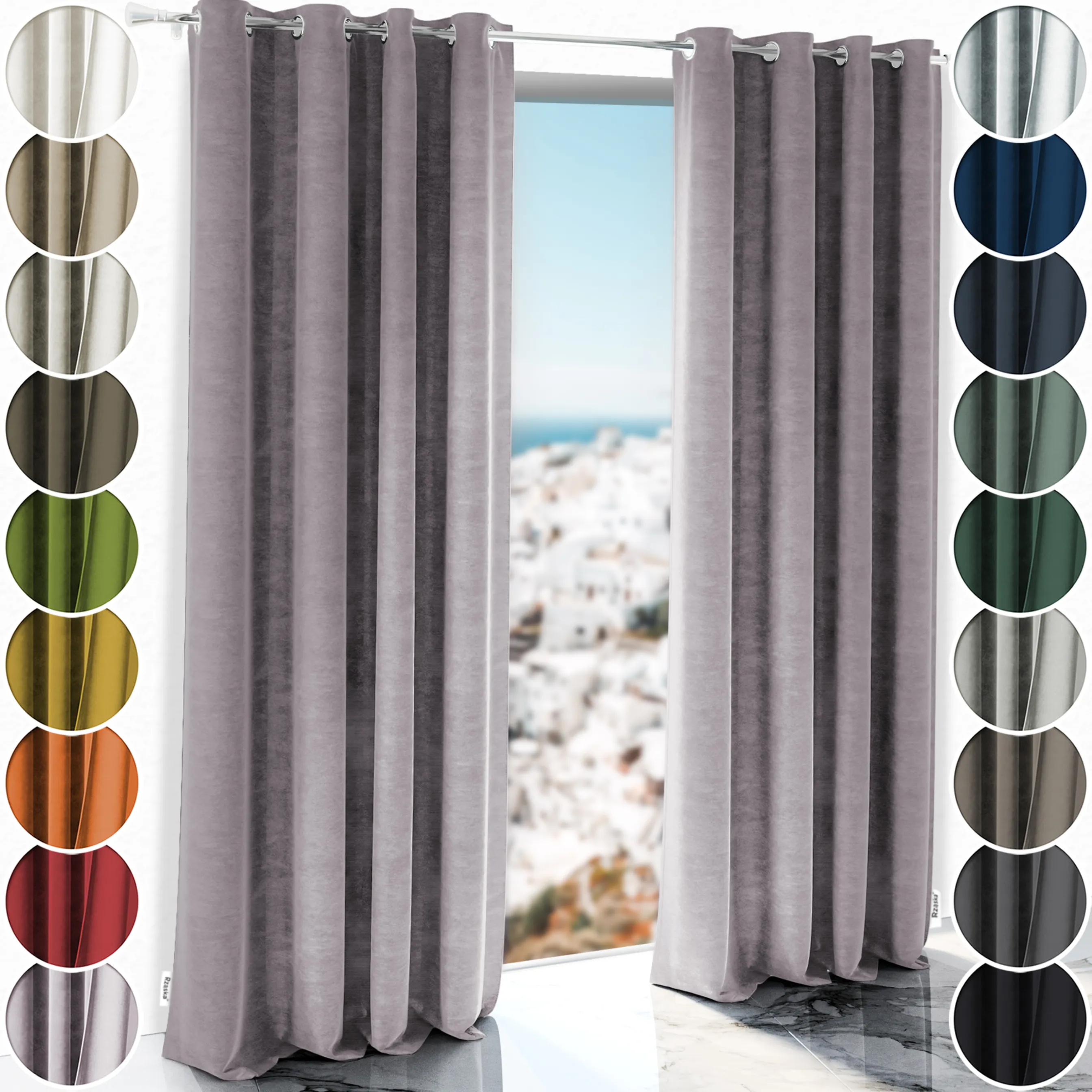 Zasłony zaciemniające Rząska® na przelotkach z kolekcji Millenium Velvet, 1 sztuka szyta na wymiar w kolorze Purple Grape, fioletowym.