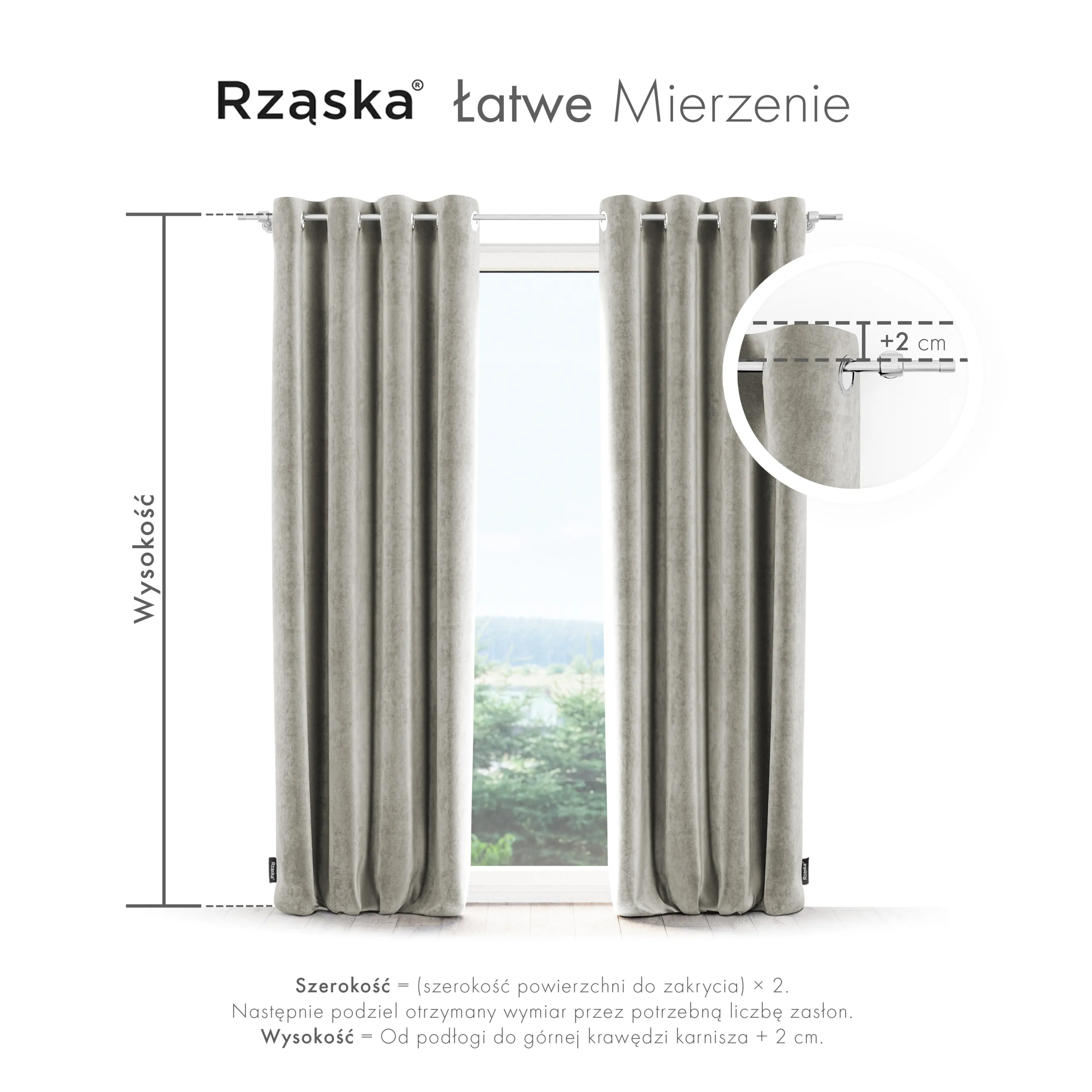 Zasłony zaciemniające Rząska® na przelotkach z kolekcji Millenium Velvet, 1 sztuka szyta na wymiar w kolorze Grey Goose, beżowym.