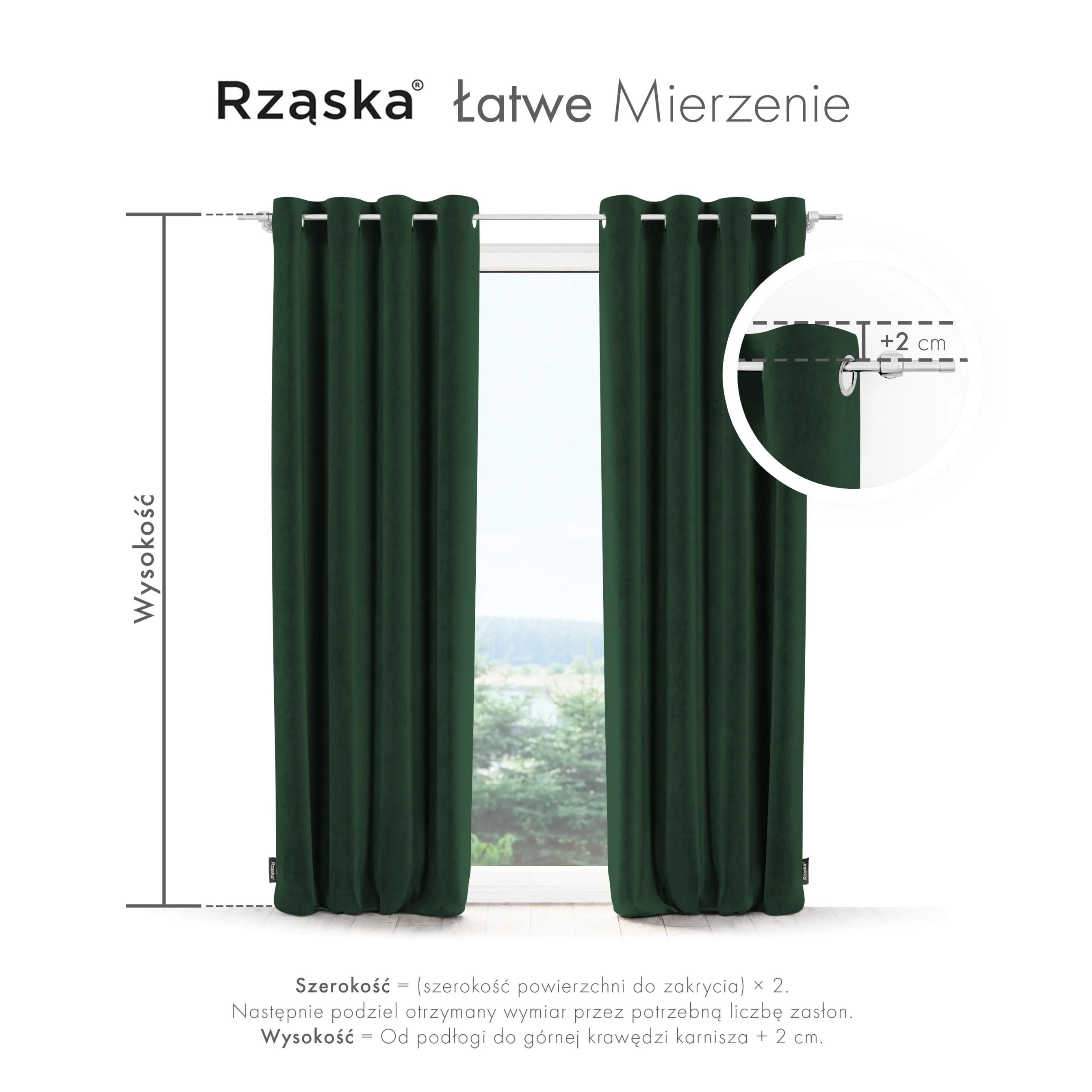 Zasłony zaciemniające Rząska® na przelotkach z kolekcji Millenium Velvet, 1 sztuka szyta na wymiar w kolorze Dark Forest, ciemnoniebieskim.
