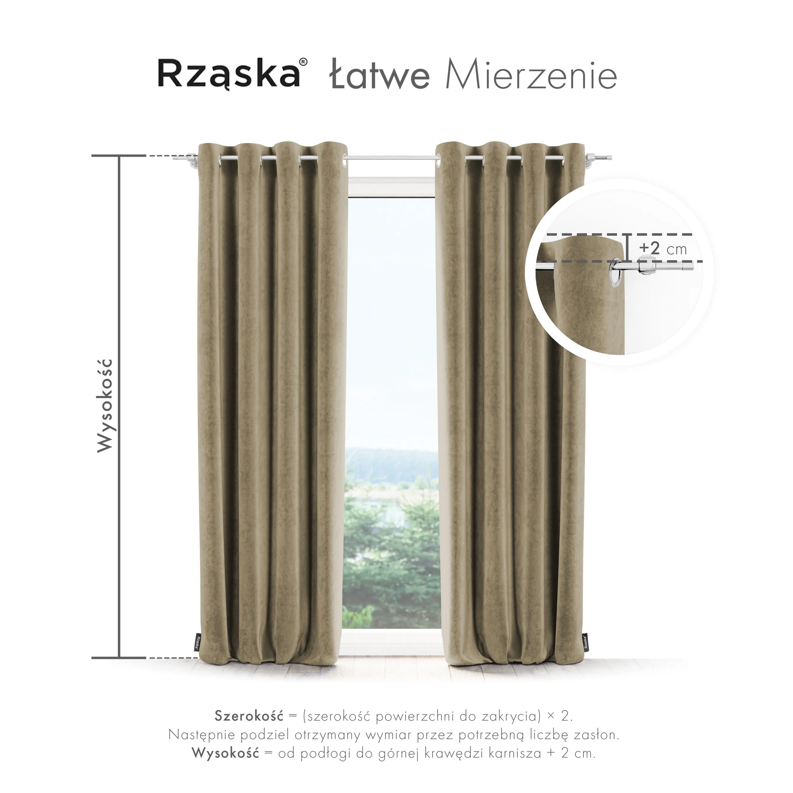 Zasłony zaciemniające Rząska® na przelotkach z kolekcji Millenium Velvet, 1 sztuka szyta na wymiar w kolorze Brown Teddy, beżowym.
