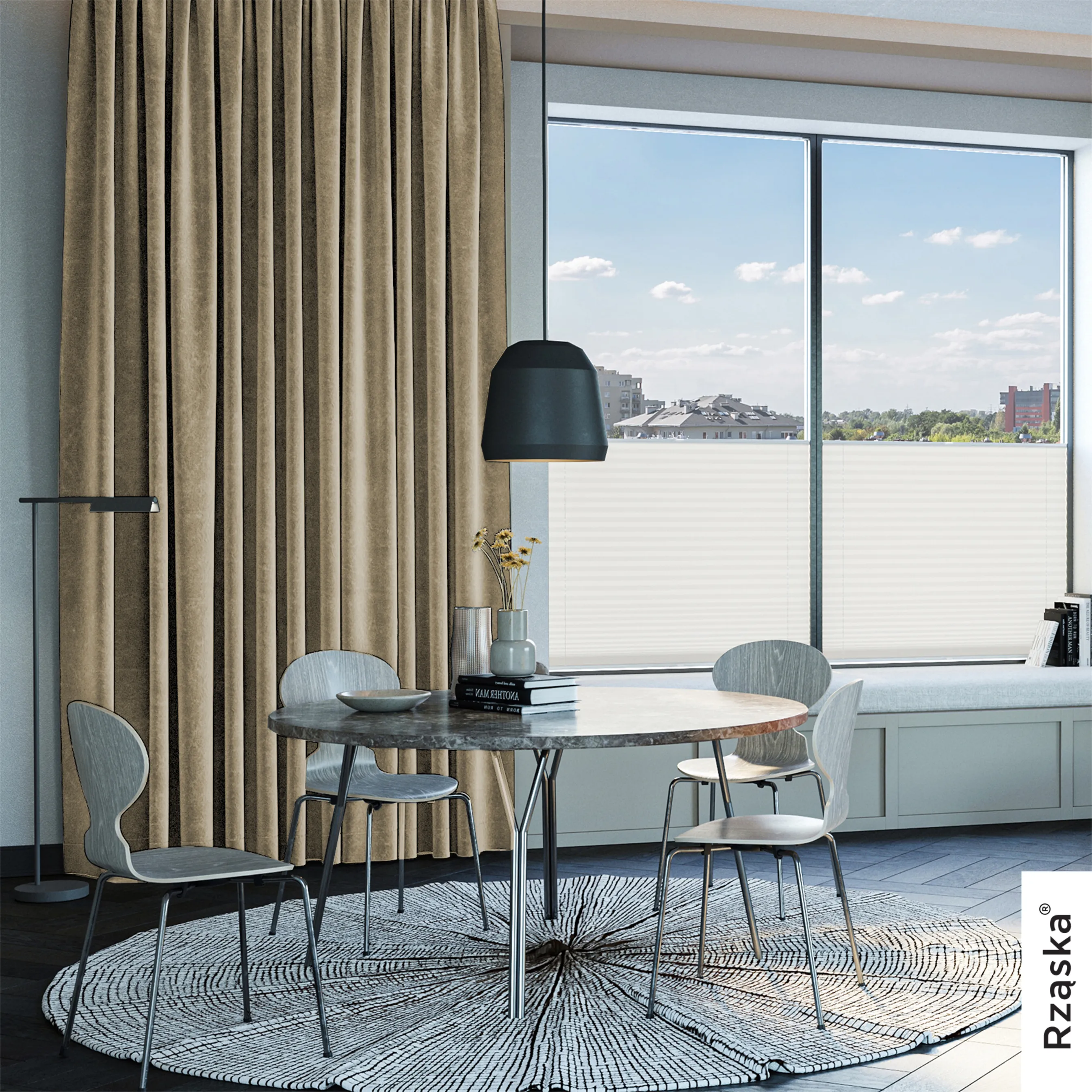 Zasłony zaciemniające Rząska® na przelotkach z kolekcji Millenium Velvet, 1 sztuka szyta na wymiar w kolorze Brown Teddy, beżowym.