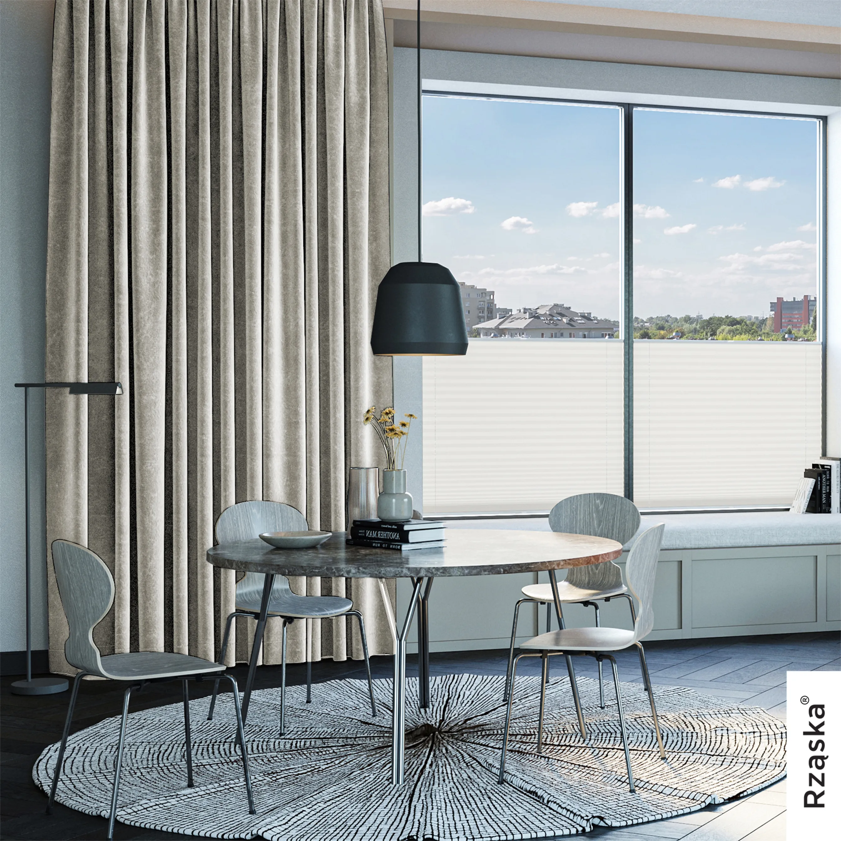 Zasłony zaciemniające Rząska® na przelotkach z kolekcji Millenium Velvet, 1 sztuka szyta na wymiar w kolorze Grey Goose, beżowym.