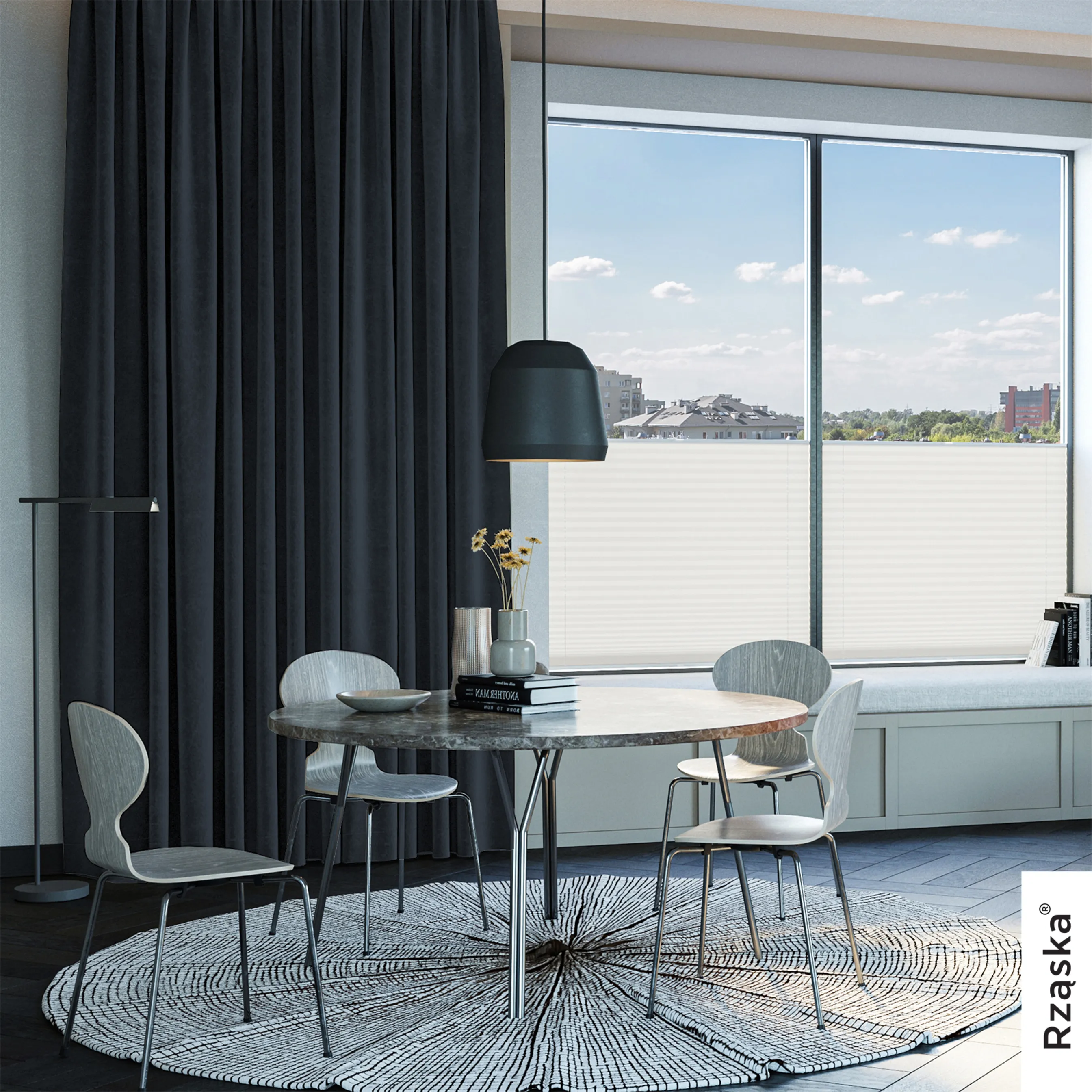 Zasłony zaciemniające Rząska® na przelotkach z kolekcji Millenium Velvet, 1 sztuka szyta na wymiar w kolorze Anchor, niebieskim.