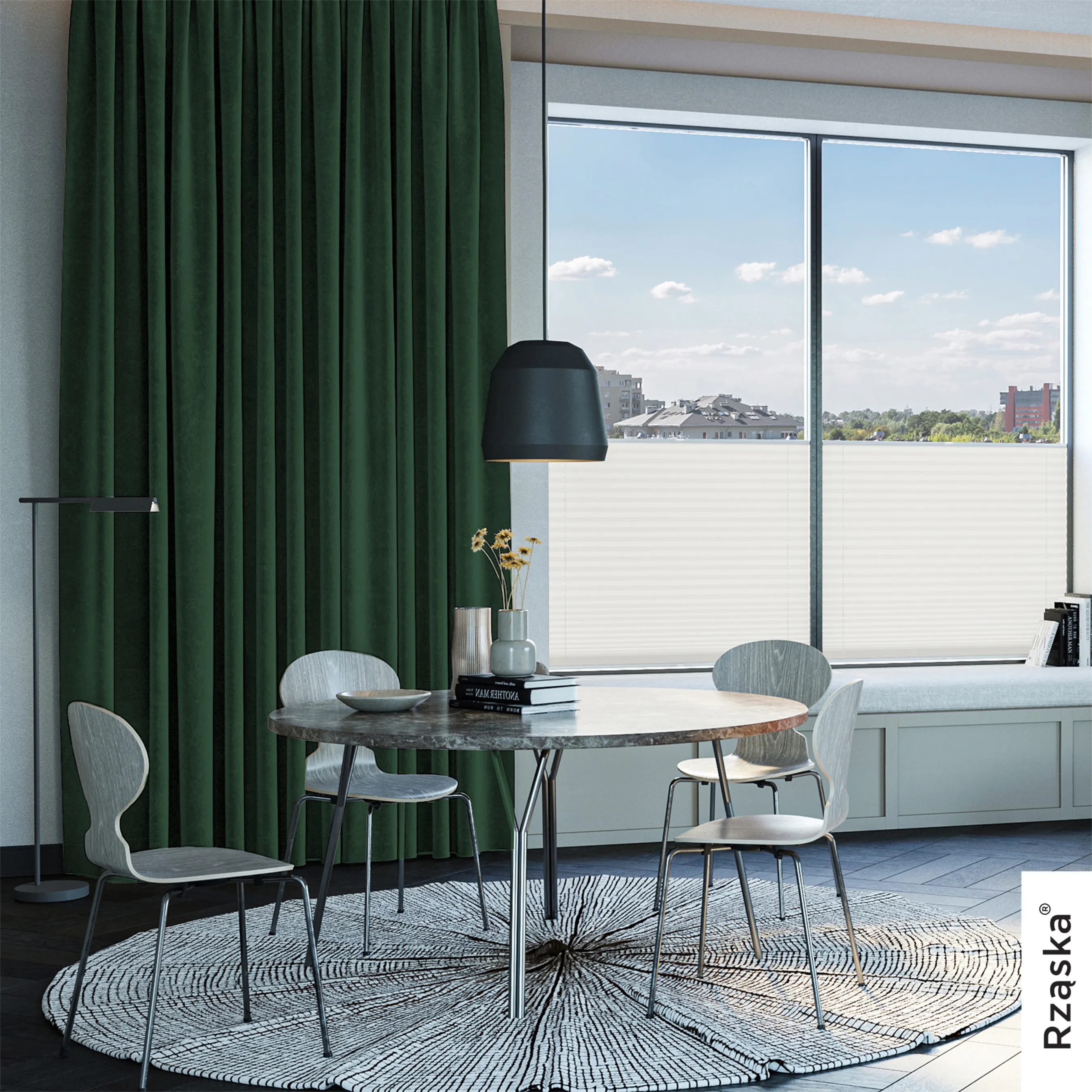 Zasłony zaciemniające Rząska® na przelotkach z kolekcji Millenium Velvet, 1 sztuka szyta na wymiar w kolorze Dark Forest, ciemnoniebieskim.