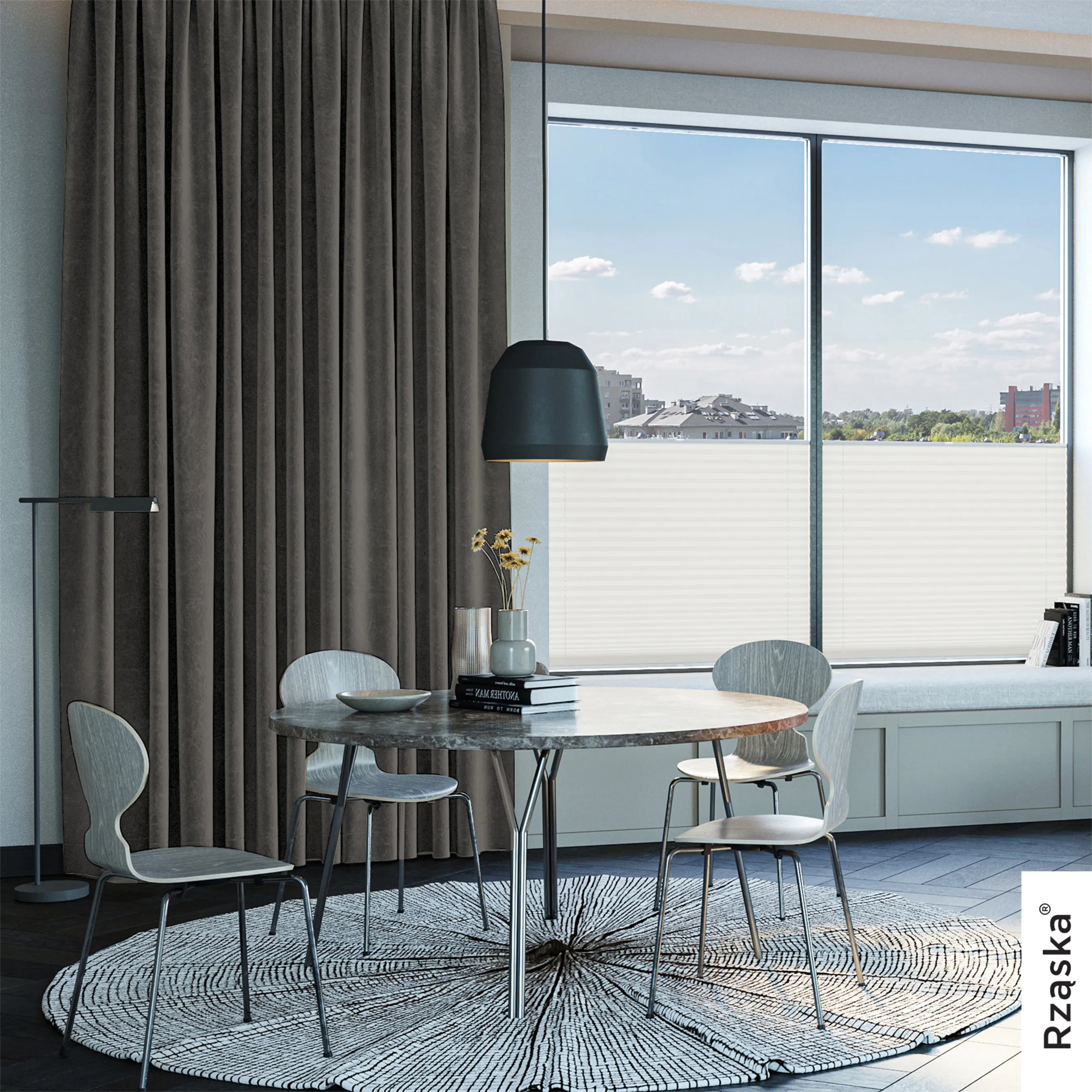 Zasłony zaciemniające Rząska® na przelotkach z kolekcji Millenium Velvet, 1 sztuka szyta na wymiar w kolorze Great Wolf, szarym.