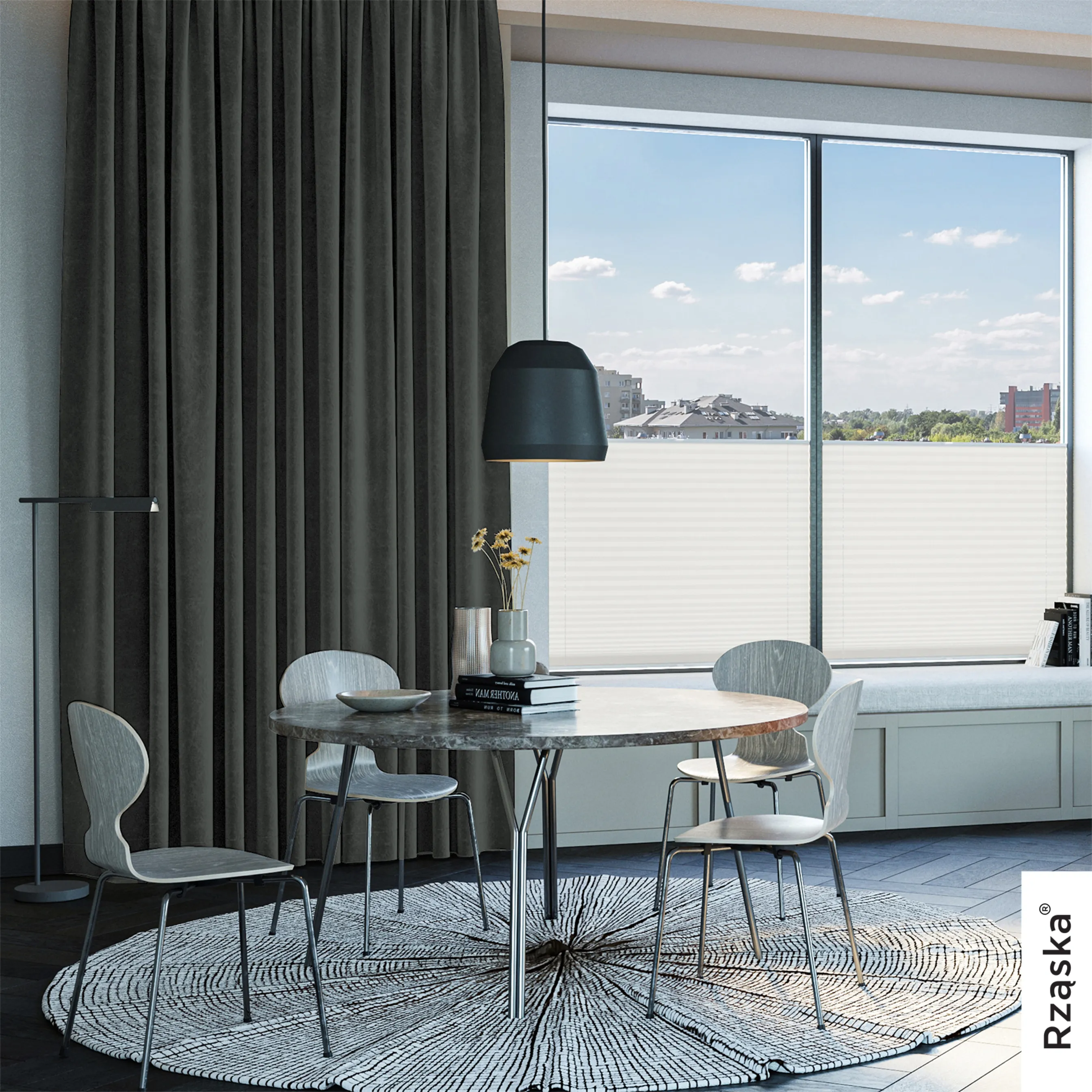 Zasłony zaciemniające Rząska® na przelotkach z kolekcji Millenium Velvet, 1 sztuka szyta na wymiar w kolorze Dark Shadow, szarym.