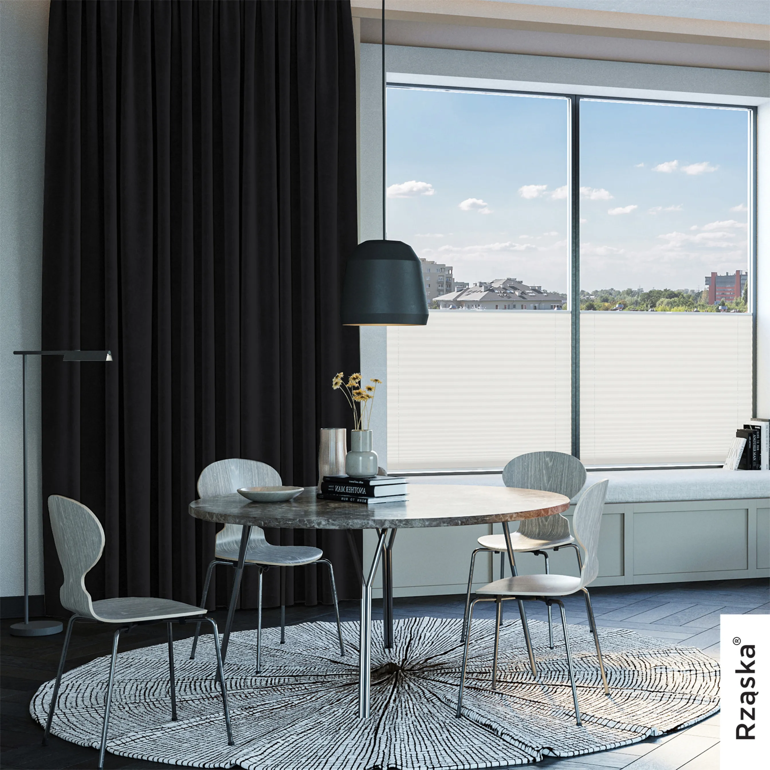 Zasłony zaciemniające Rząska® na przelotkach z kolekcji Millenium Velvet, 1 sztuka szyta na wymiar w kolorze Black Swan, czarnym.