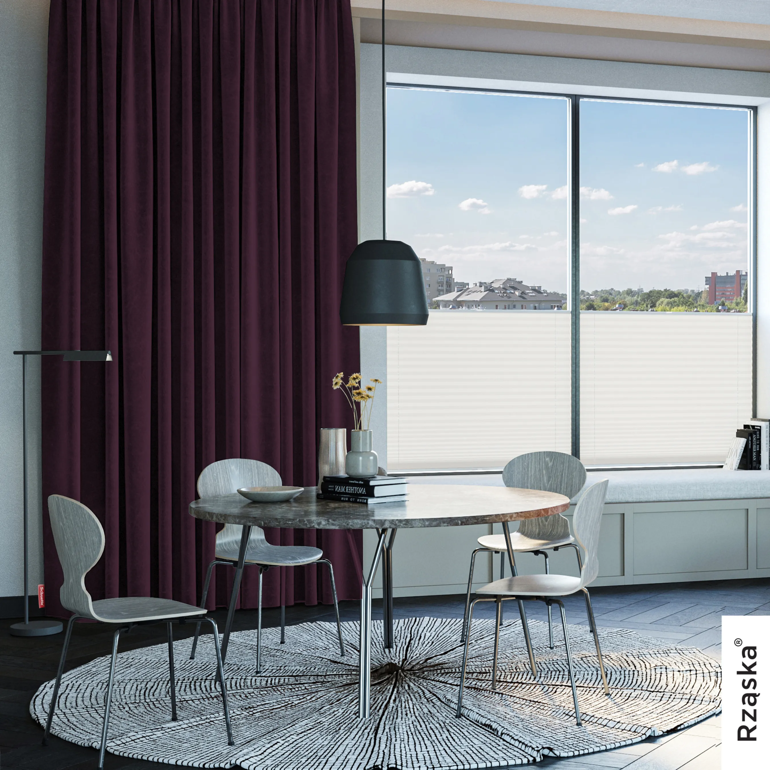 Zasłony zaciemniające Rząska® na przelotkach z kolekcji Millenium Velvet, 1 sztuka szyta na wymiar w kolorze Plum, fioletowym.