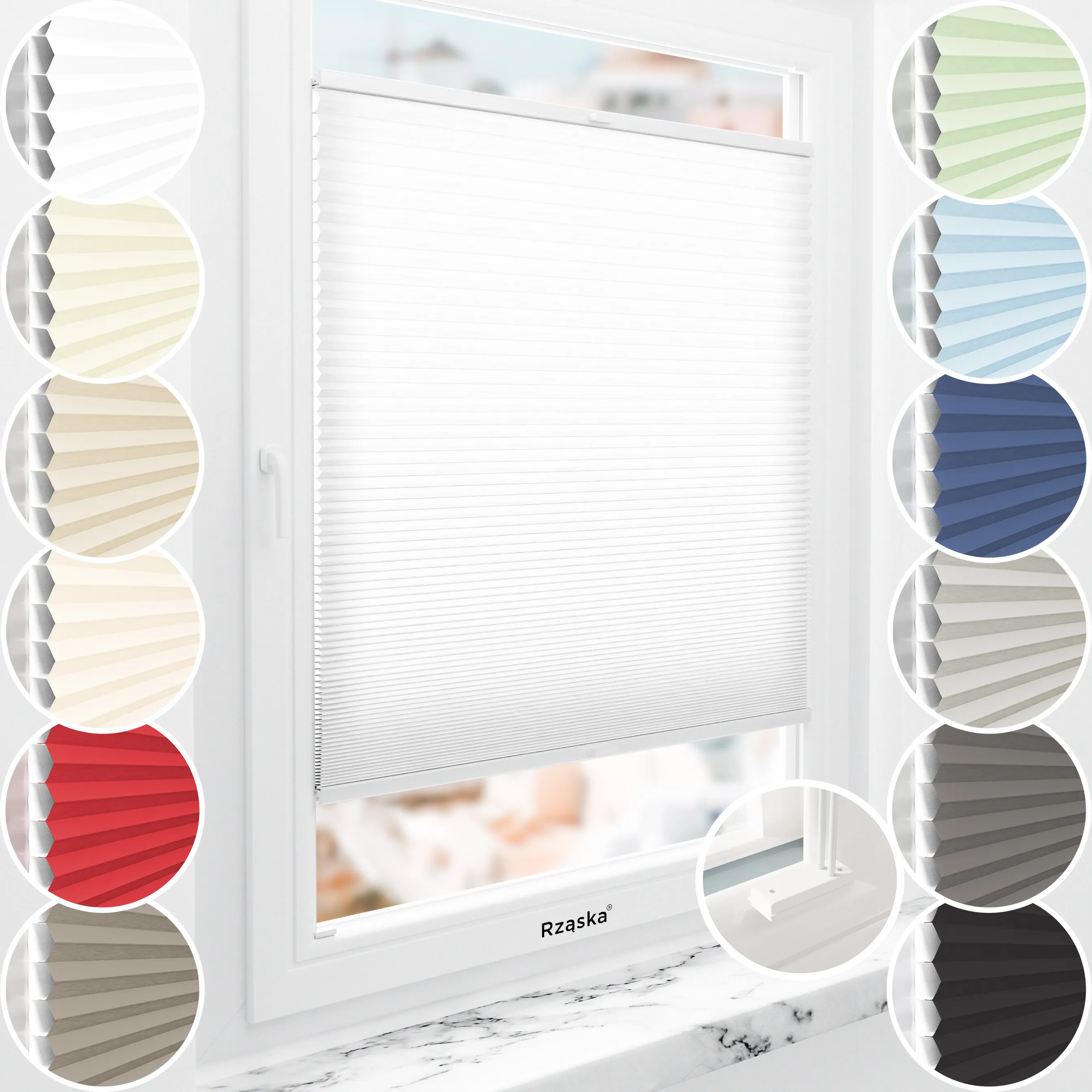 Rząska® inwazyjne plisy zaciemniające na wymiar • Thermo Honeycomb (Plaster Miodu): kolor tkaniny Kokosowy Mus, biały • kolor profili biały